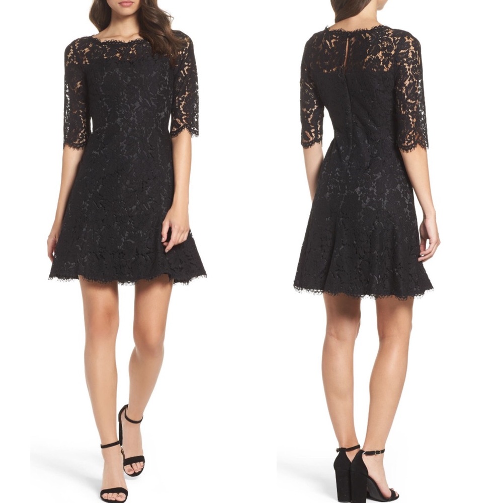 New without tags Eliza J Black Lace Illusion Fit Mini Dress